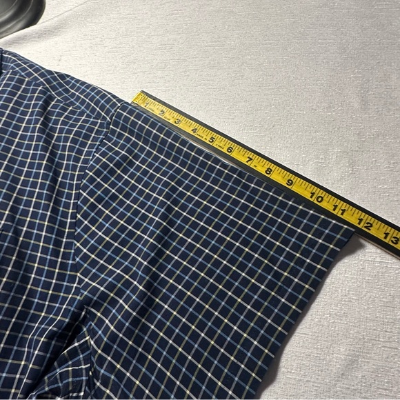 HB Harbor Bay Navy and White, Yellow Plaid  Short Sleeve Shirt 4XL - Picture 7 of 14